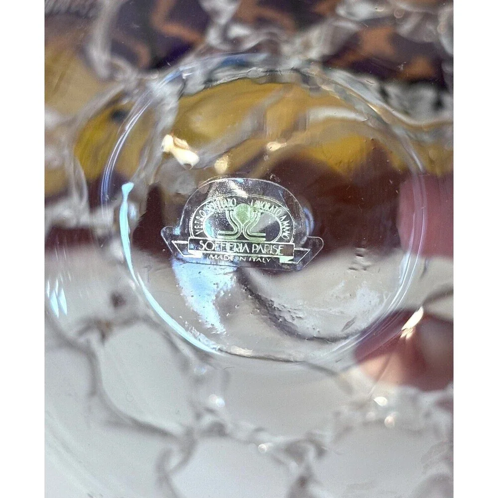 SOFFERIA PARISE Soffiato Lavorato Amano Hand Blown Art Glass Vase Italy w/LABEL